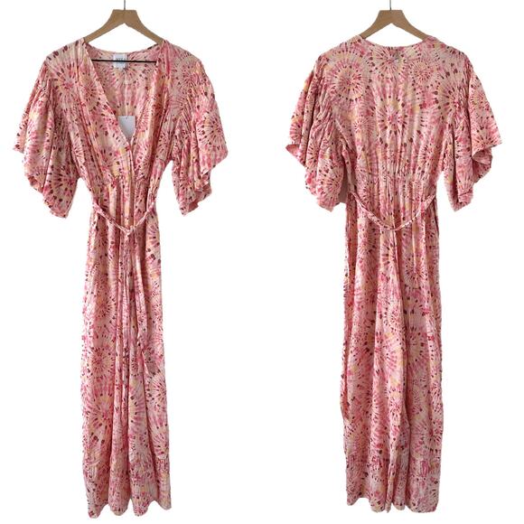 NWT MISA Los Angeles Maeve Tie-Dye Ruffle Sleeve Jumpsuit Size XS - Picture 3 of 12